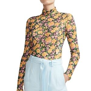 MAJE Top mesh floral mock neck turtleneck